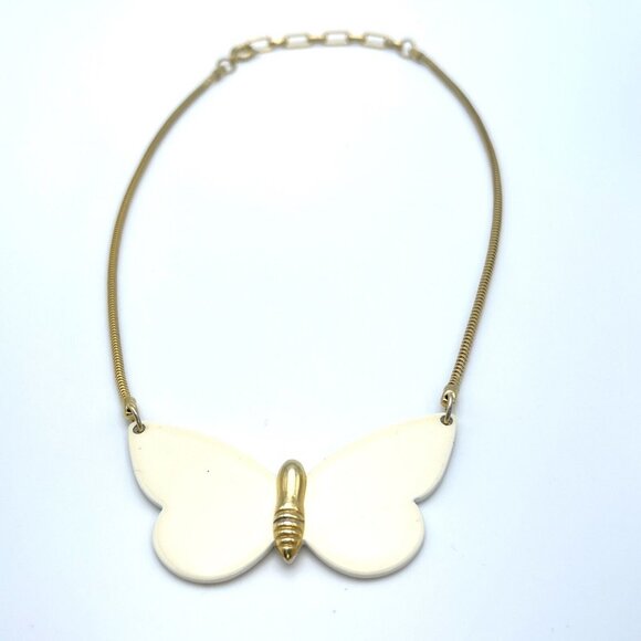 Butterfly Fairy Style Vintage C. Sebiri Signed Gold Tone Necklace Gift - Picture 2 of 9